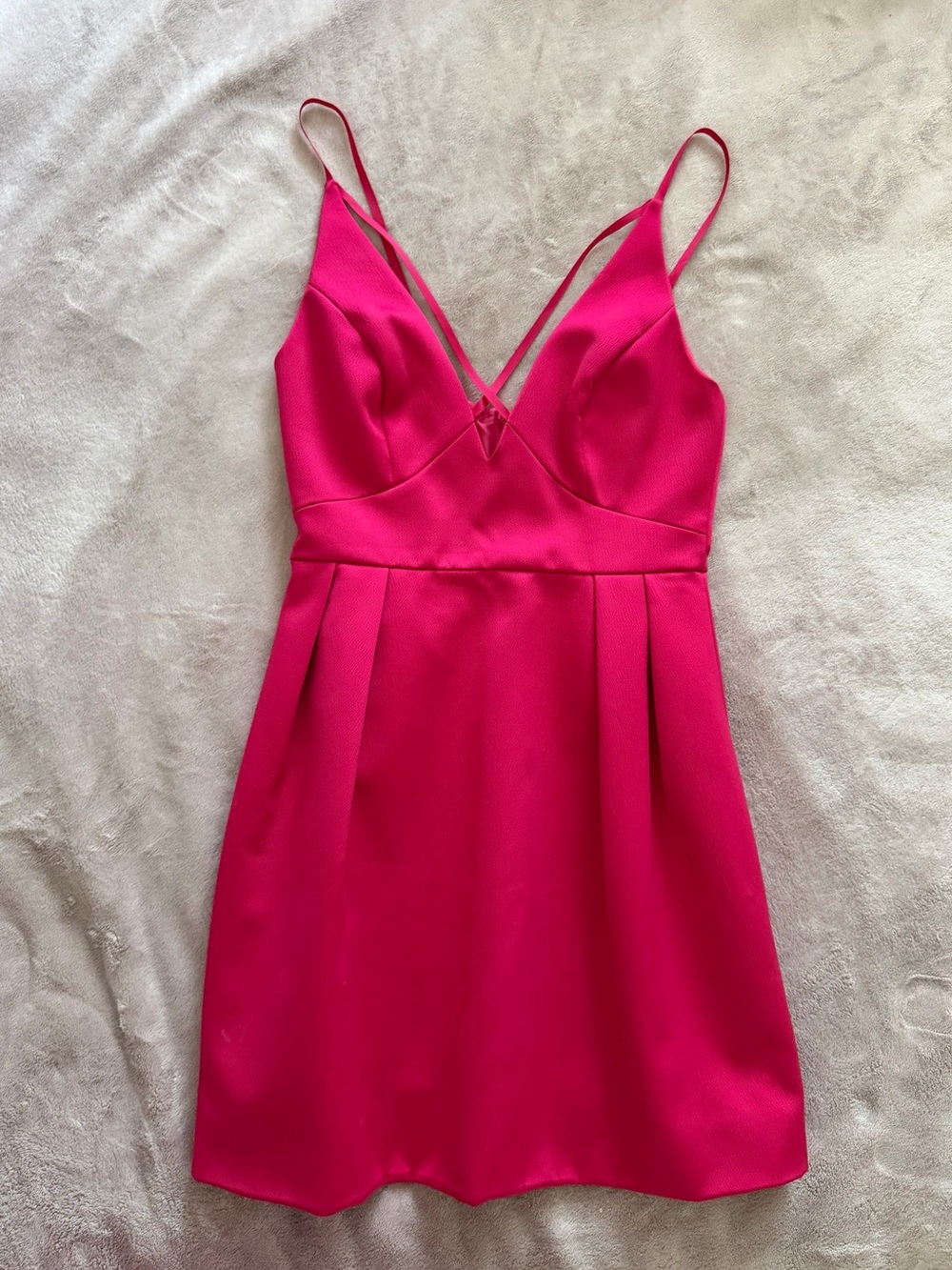 TopShop Women’s Hot Pink V-Neck Spaghetti Strap Dress Size 2 Eur34